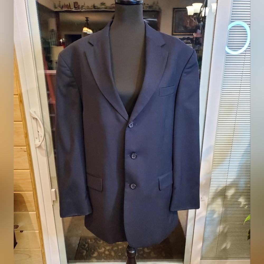 RALPH LAUREN Chaps Vintage Black Wool Double Button Men's Blazer Size 46R